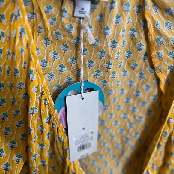 Rode By Target Women's Dainty Lotus Print Wrap Top Yellow/Turquoise Size M NWT - Picture 7 of 9